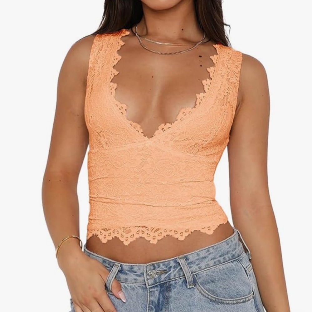 Orange lace top